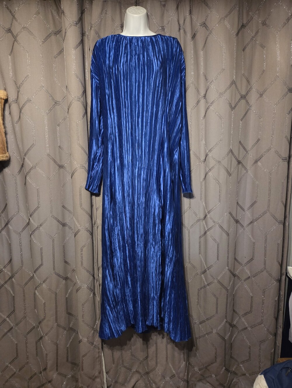 LAAGAM Blue Pleated Dakota Dress XL
